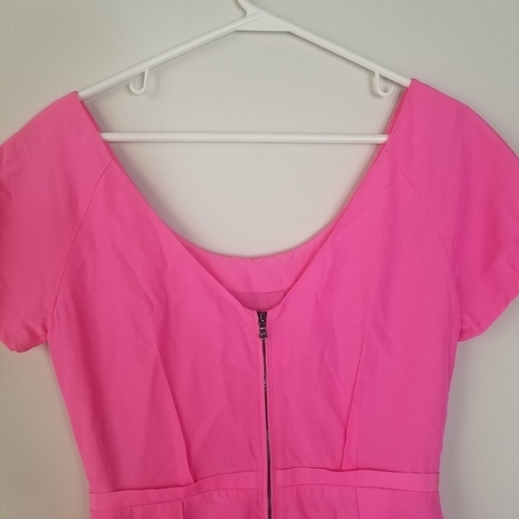 J Crew Hot Pink Silk Blend Mini Dress Cap Sleeve with Pockets Size 6 - Picture 12 of 15